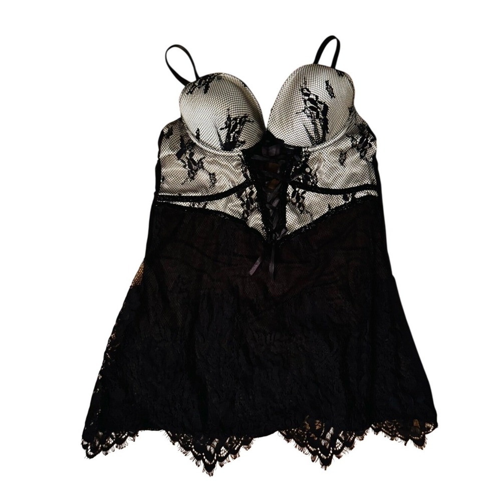 Womens Lace Up Corset Sheer Top Sz M 90s Asymmetrical Fairy Grunge Dark Romantic